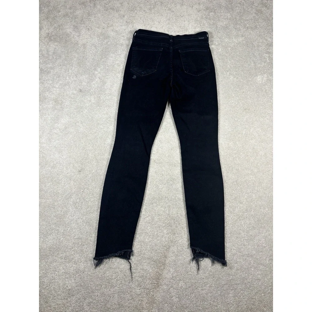 Mother Stunner Zip Two Step Fray Hem Cropped Dark Blue Denim Jeans‎ Womens 26